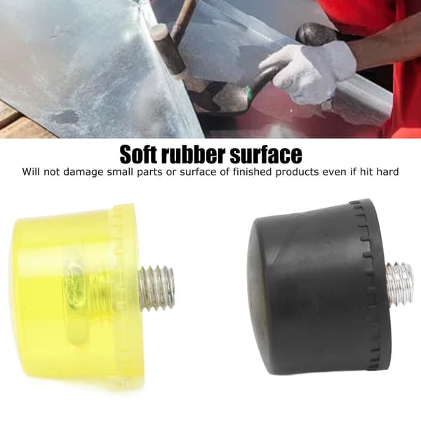 2-pak gummihammerhoveder, gule og sorte, 25 mm hammerreservedele