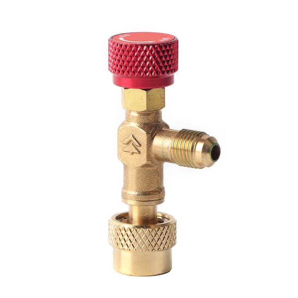 1/4''-5/16'' Messing Kølemiddelpåfyldningsventil til HVAC, R410A Slange Flowregulator