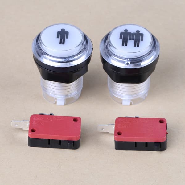 2 st LED-belysta 1P & 2P Startspelar-knappar DIY-kit för arkadspel