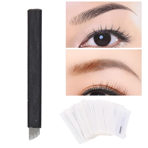 50 stk. 0,18 mm Microblading-nåle Øjenbrynstatovering Semi-permanent Nåleblad (9 ben)