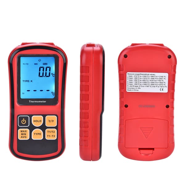GM1312 Dobbeltkanals Digitalt Termometer LCD Display Temp Måler