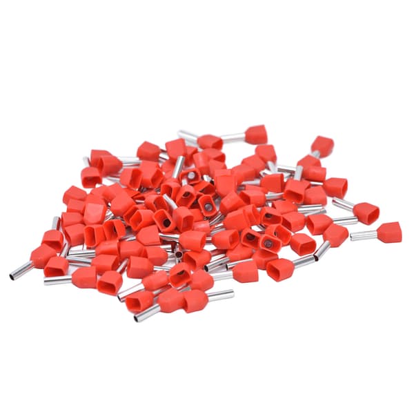 100 STK Kobberrør Isolerede Kabeltyller Krympeforbindelse PVC til 18AWG Ledning, TE1008