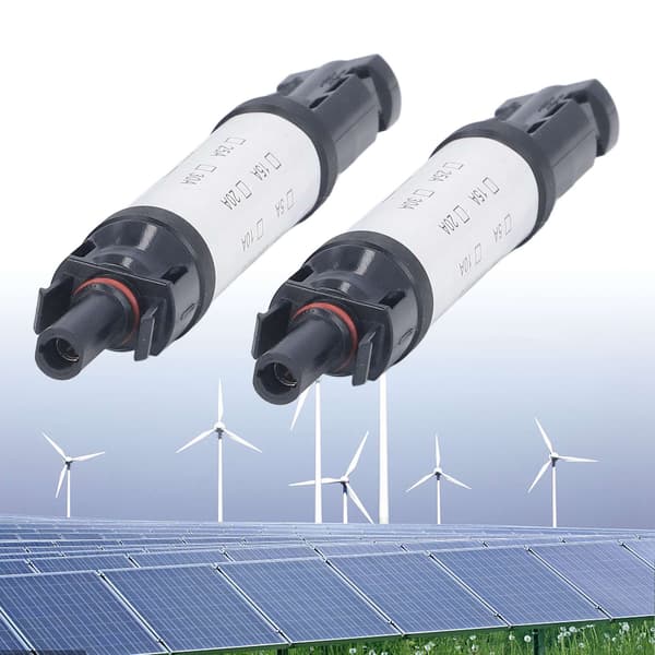 2-pak solcelle PV-stik IP68 UV-bestandig 1000V 15A inline sikring til solcellekabler