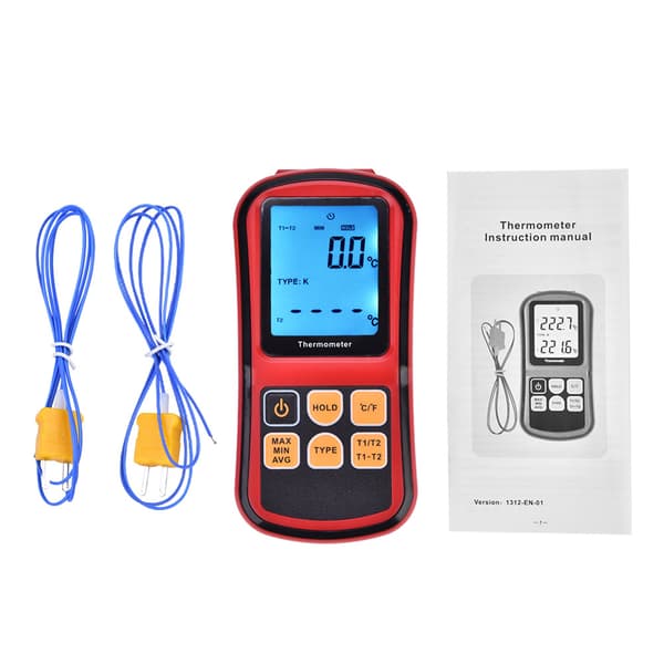 GM1312 Dobbeltkanals Digitalt Termometer LCD Display Temp Måler