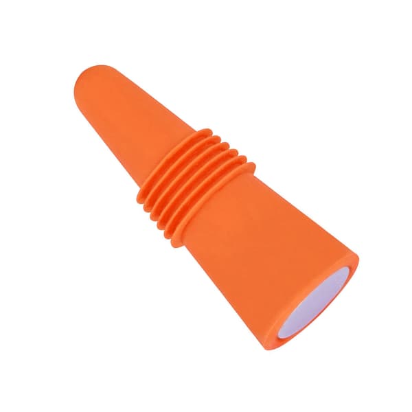 Fødevaregodkendte silikone vinpropper, rustfrit stål, 6,1x2,35 cm, genanvendelige dekorative propper til flasker, orange