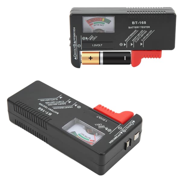 2-pack analog batteritestare, bärbar knappcellspänningskontroll för AA AAA 1,5V 9V