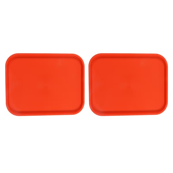 2-pack stapelbar rektangulär halkfri PP-serveringsbricka, lättvikt för restauranger och kaféer, orange