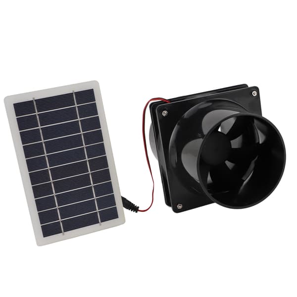 10W 12V Solar Udsugningsventilator til Rund Kanal, ABS Solpanel Ventilationssæt til Dyrehus, Hønsehus, Autocamper, Drivhus