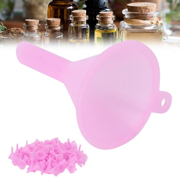 100 st mini trattar i plast för toners och kosmetika, rosa