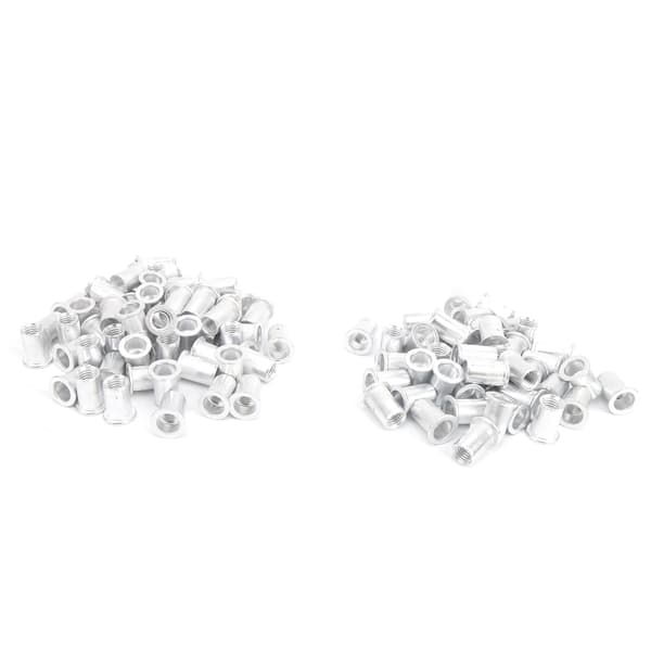 Vertikala blindnitmuttrar i aluminium med platt huvud - 100-pack