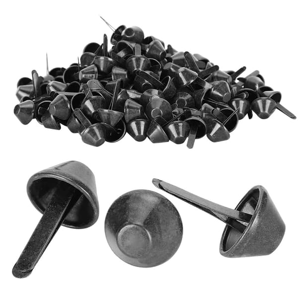 200 stk. flade nitter, Gun Black DIY læderbagage, tasker, håndtasker, håndværkstilbehør 12 mm