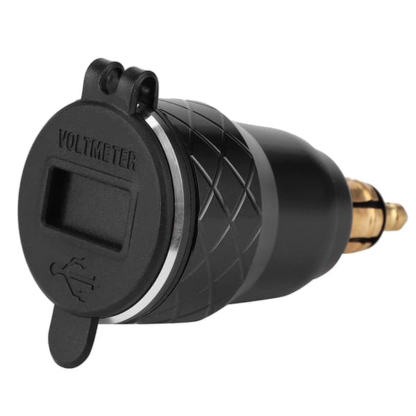 12V-24V Motorcykel USB-port Strømopladerstik med LED-display EU-stik Sort