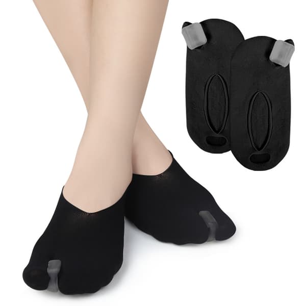 Knystlindrende sokker til kvinder, bløde, elastiske, åndbare, hallux valgus-korrigerende tåseparator-sokker til arbejde, sorte