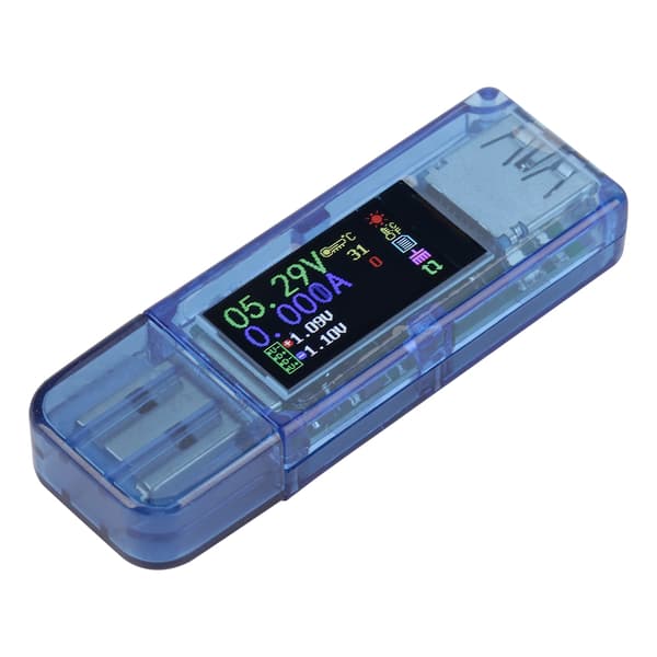 USB 3.0 farvedisplay voltmeter ammeter multimeter, RuiDeng AT34 oplader strømtester