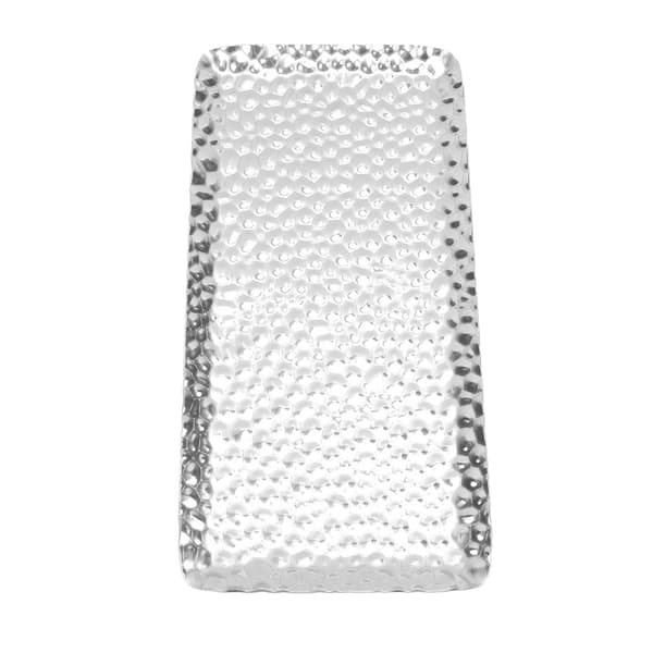 Serveringsbricka i rostfritt stål Elegant luktfri fat för vardagsrum sovrum kök badrum 19,5x9,5 cm Silver