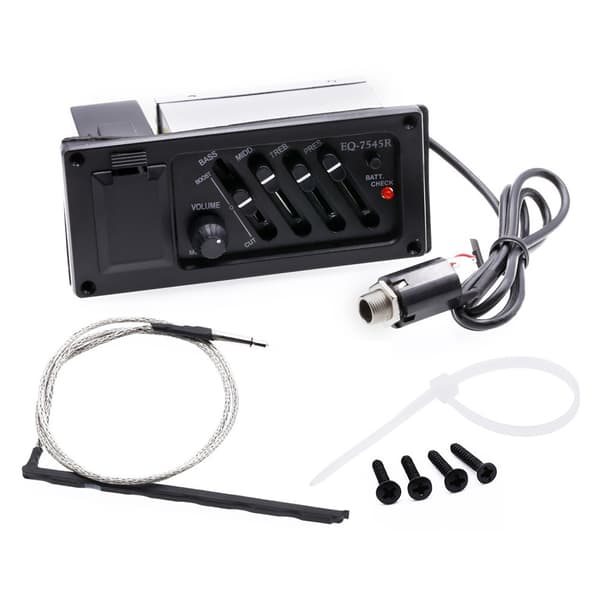 EQ7545 Akustisk Gitarr Transducer Pickup med Batteriindikator för Folkgitarr Klassisk Gitarr 1 Pickup 1 Kopp 1 Rem 1 Mutter 1 Bricka 4 Skruvar