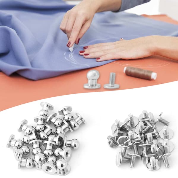 20 st runda solida kopparnitar knappar DIY lädertillbehör (8*6mm silver)
