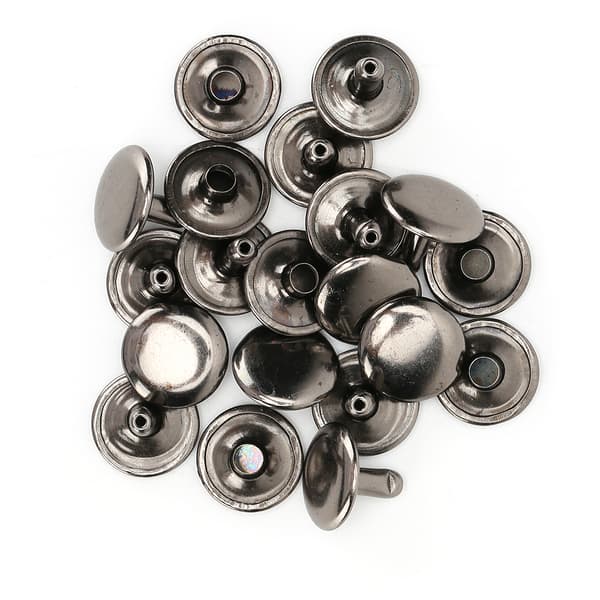 200 sæt dobbeltkappede nitter, runde nitter, jernjeansknapper, lædersko, tasker, tøj 12x10mm sort