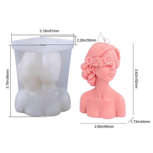3D Silikone Kvindelig Kropslysform, DIY Støbeform til Lysfremstilling, Genanvendelig Silikone Torsoform