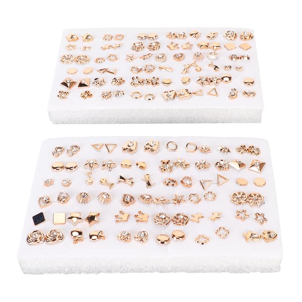 2-pak 72 par guld-rhinstensøreringe sæt til piger, kvinder, mænd