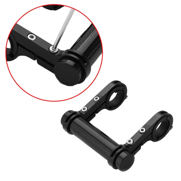 Robust 10 cm cykelstyrforlængerbeslag til cykellygteholder - aluminiumslegering, sort, passer til de fleste