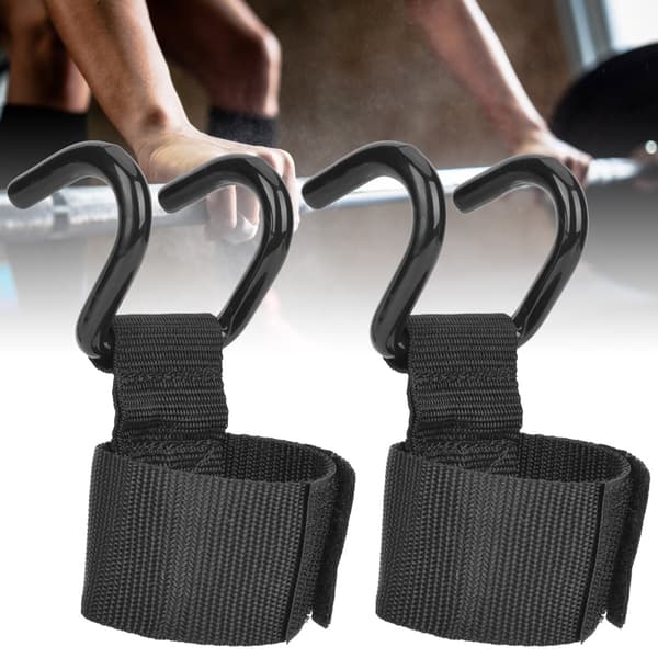 2-pack tyngdlyftningskrokar med greppremmar handledsstöd för gymträning och träningsutrustning