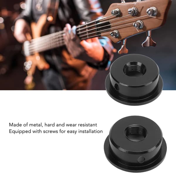 2 STK TL Basguitar Udgangsstikplade Rund Metal Electrosocket med Fastgørelsesskruer Sort