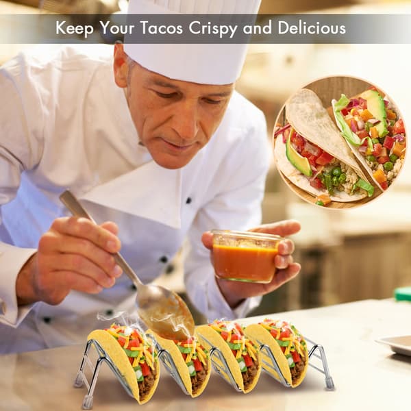 Premium Taco-holder sæt i rustfrit stål, 2 stk. til børn, hårde eller bløde tacos