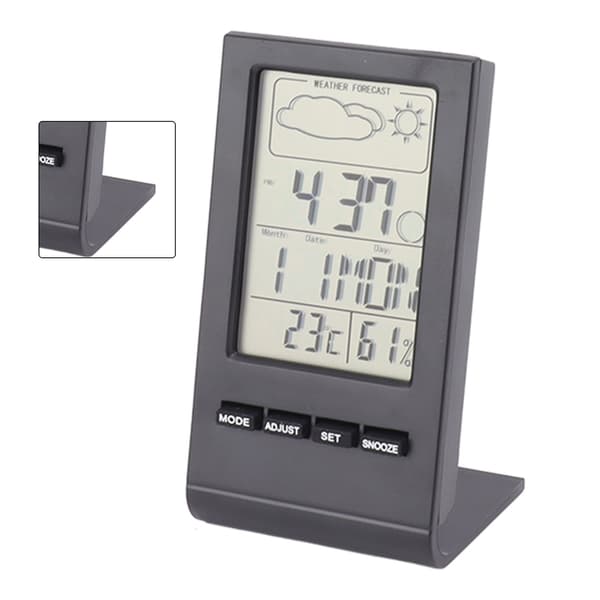 Digital inomhus LCD-hygrometertermometer med alarm - Svart
