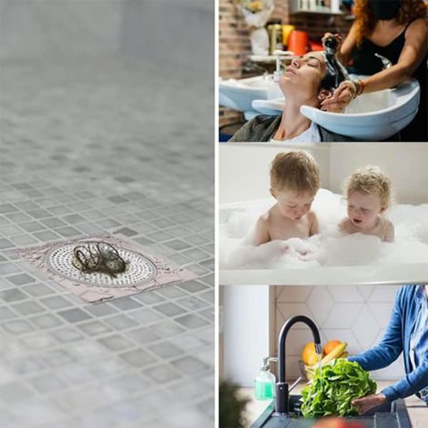 Afløbssi i rustfrit stål (grå) sæt med 3 til badekar, køkken, badeværelse og bruser
