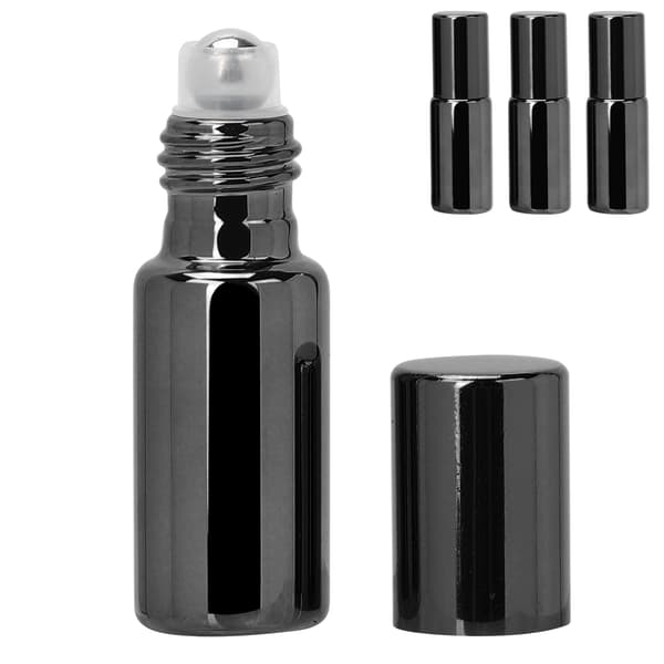 3 stk. Professionel Glas Parfume Rollerflaske Bærbar Æterisk Olie Roll On Flaskesæt 5ml Sort
