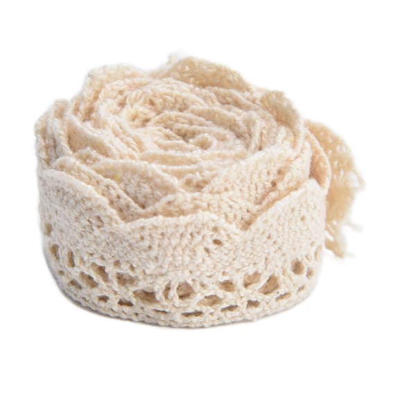 Spetsband DIY Bomullsnät 2cm Bredd 20 Yards Elegant Tyllspets för Gardin Kläder Duk Presentförpackning Beige