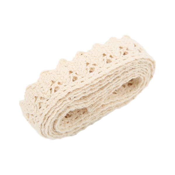 Blondebånd Bomuldstråd 20 Yards Beige Dekorative Tilbehør til DIY Tøj Gavepynt