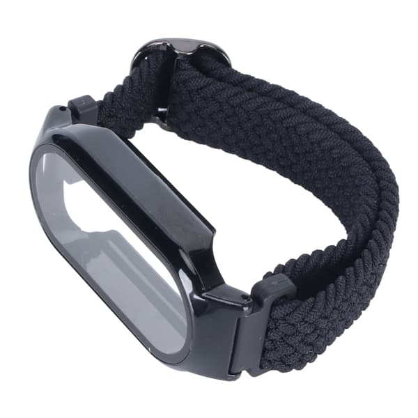 Sort erstatningsrem og beskyttelsesetui til Mi Band 7, sort rem + sort skærmcover sæt