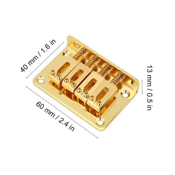 Zinklegering 4-sadelstallset Guld för cigarrlåda elgitarr bas ukulele 60x40x13mm med skiftnyckel 4 skruvar