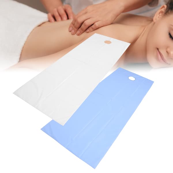 2 stk. engangs lagen åndbart vandtæt polyester massage sengetæppe til skønhedssalon (hvid blå)