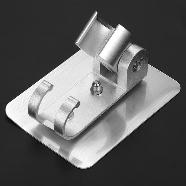 Justerbart duschhuvud i aluminium, silver, väggmonterat med krokar