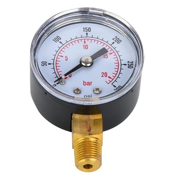 Trykmåler 1/8\" BSPT Bundmontering 0-300psi 0-20bar til luftolie vand