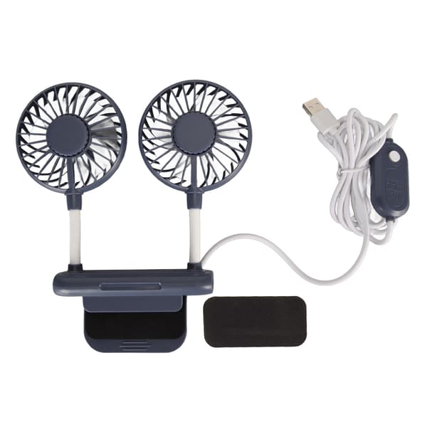 Blå Dobbelt Hoved Lydløs Kompakt Clip-On Skærmventilator Computer Ventilator 3 Hastigheder 6.6ft USB-kabel til Hjemmekontor
