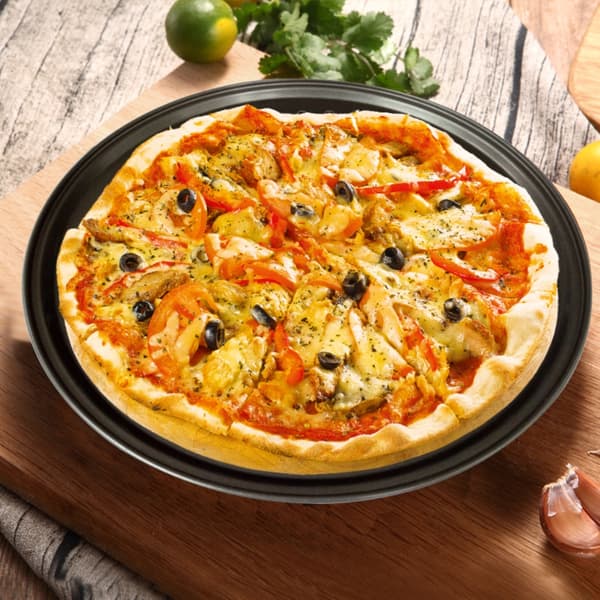 Non-Stick Pizzapande Rund Bageplade Stærk Kulstofstål Ovnplade
