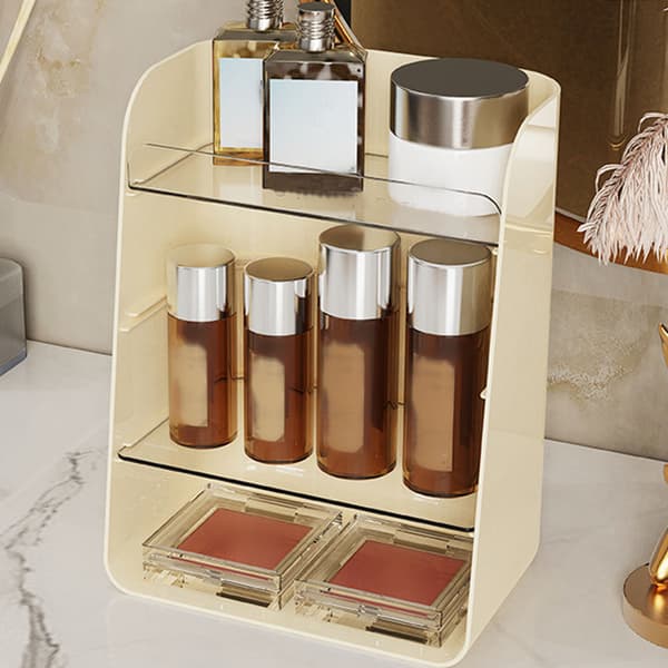 Multifunktionel Desktop Kosmetik Display Stand, Multi-Layer Pladsbesparende Badeværelse Makeup Organizer Hylde til Hudpleje, Parfume Creme