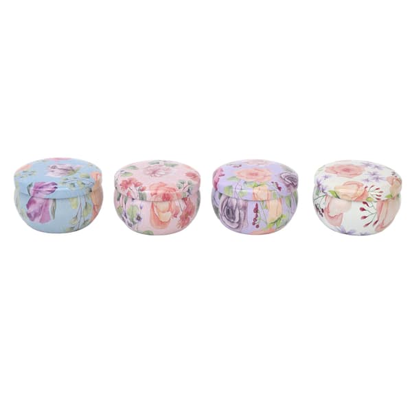 4 stk. elegante duftlys med tørrede blomster til hjemmet, soveværelset, langvarig duft, aromaterapi-lys, lyserød æske