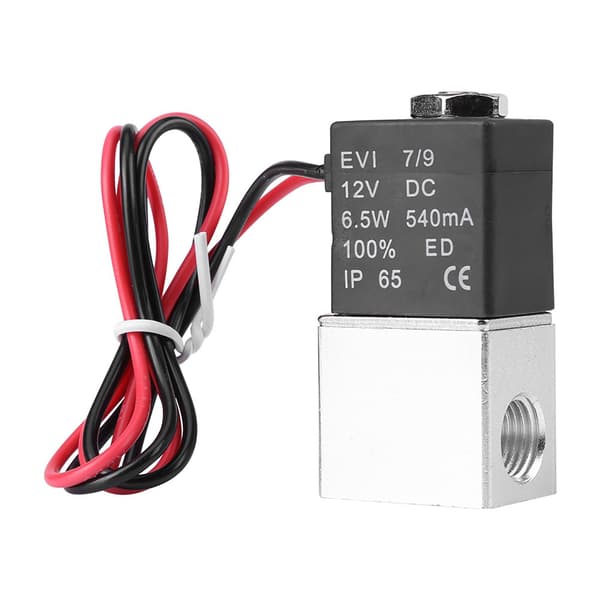 12V DC 1/4\" 2-vägs NC Pneumatisk Magnetventil, Aluminium Luftkontroll, 2-pack