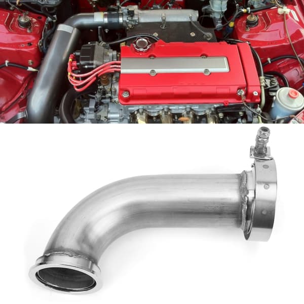 90° Flangealbueadapter Downpipe VBand Klemme Rustfrit Stål 2.5in ID til 3.2in OD