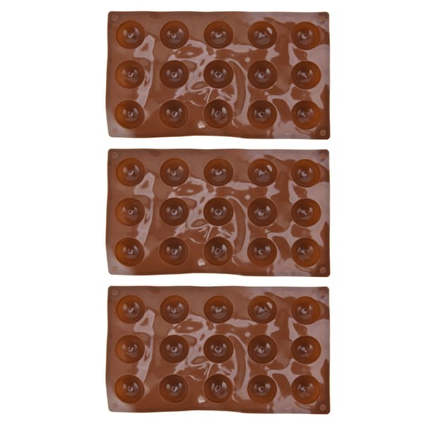3 stykker 15-hulrums silikoneform chokoladebombe halvkuppel bageplade til kagegelébudding