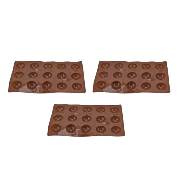 3 stykker 15-hulrums silikoneform chokoladebombe halvkuppel bageplade til kagegelébudding