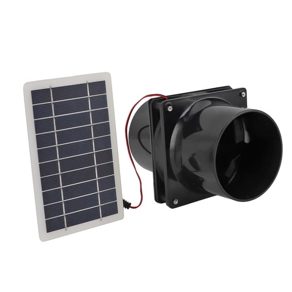 10W 12V Solar Udsugningsventilator til Rund Kanal, ABS Solpanel Ventilationssæt til Dyrehus, Hønsehus, Autocamper, Drivhus