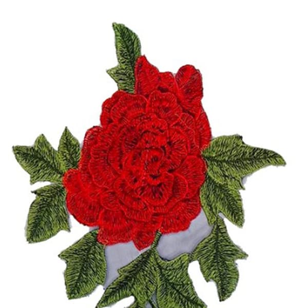 Rose Patch 10.2x7.1in Udsøgt tekstur Holdbar polyester Multifunktionel blomsterpatch til tøj taske sko