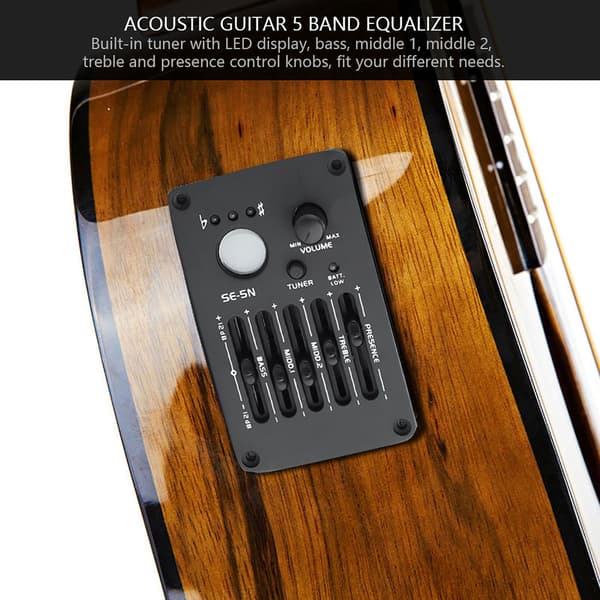 Akustisk Guitar EQ Equalizer Forforstærker Tuner 5-Bånds SE-5N Pickup Sæt Instrument Tilbehør