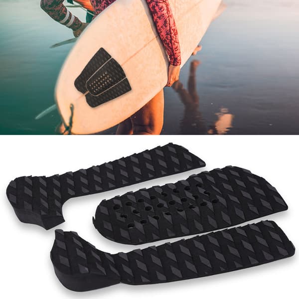 3 stk. Surf skridsikker surfbræt trækmåtte Tailpad dæk trækkraft sort